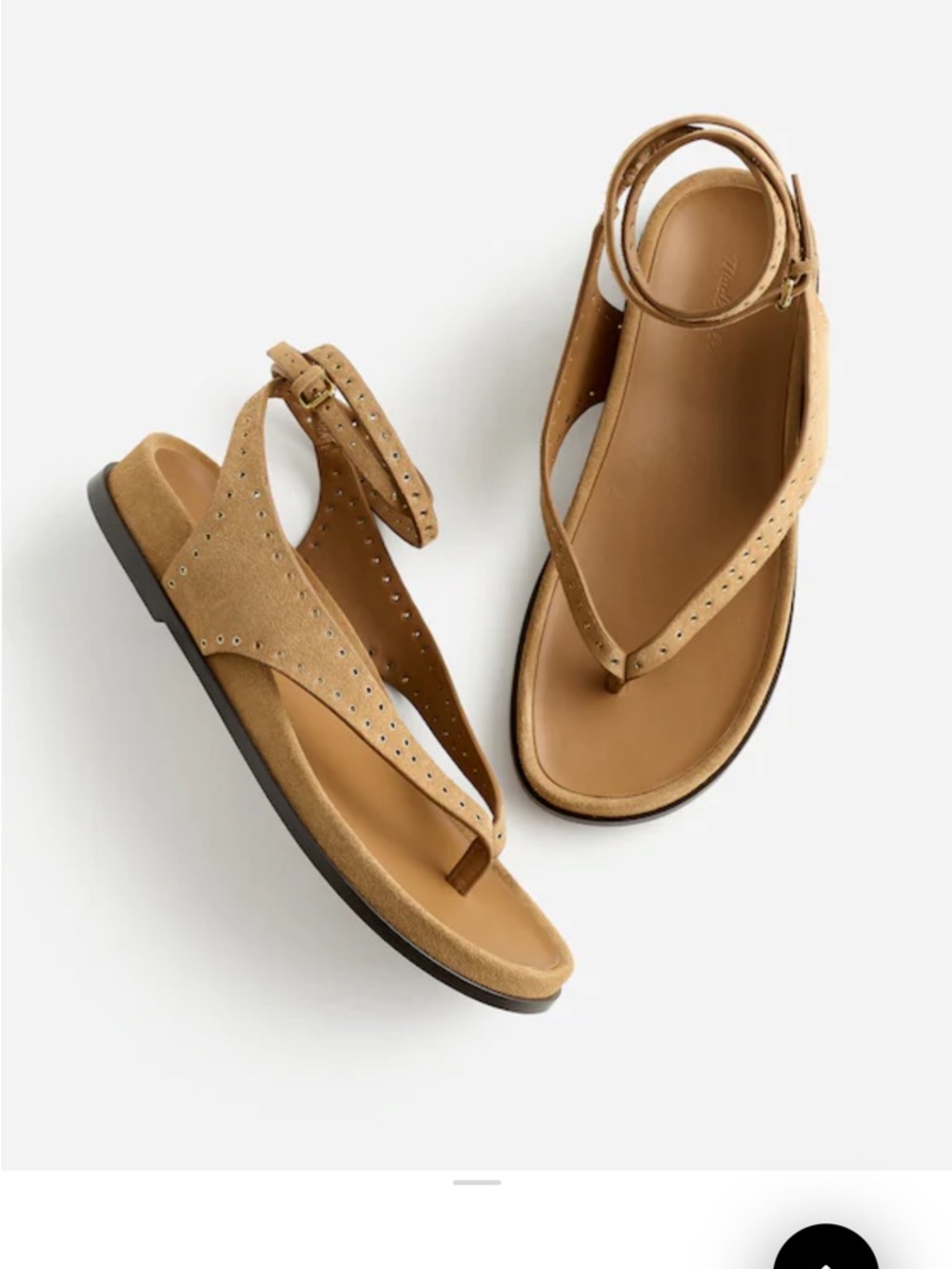 Madewell Women’s Tan Suede Ankle-Strap Thong Sandals NWT